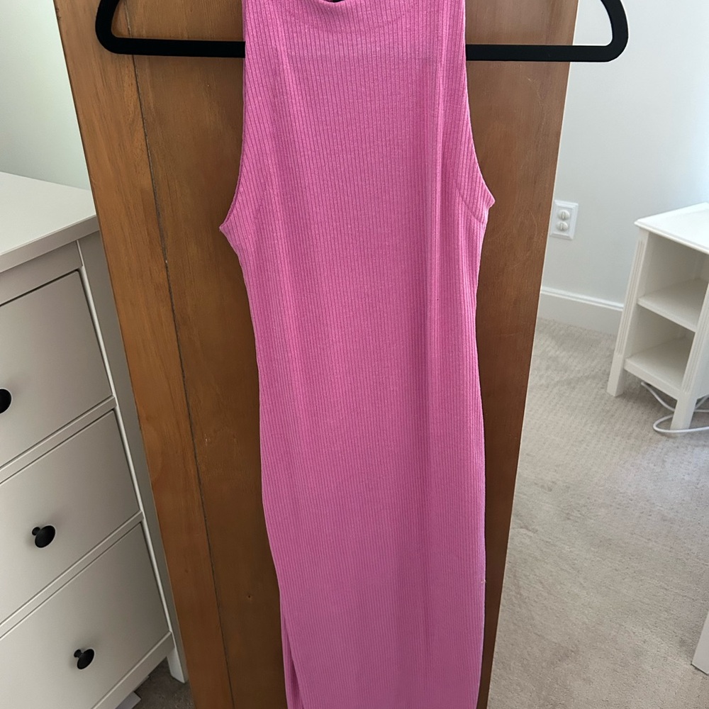 Vici Pink Ribbed Midi-Maxi Dress